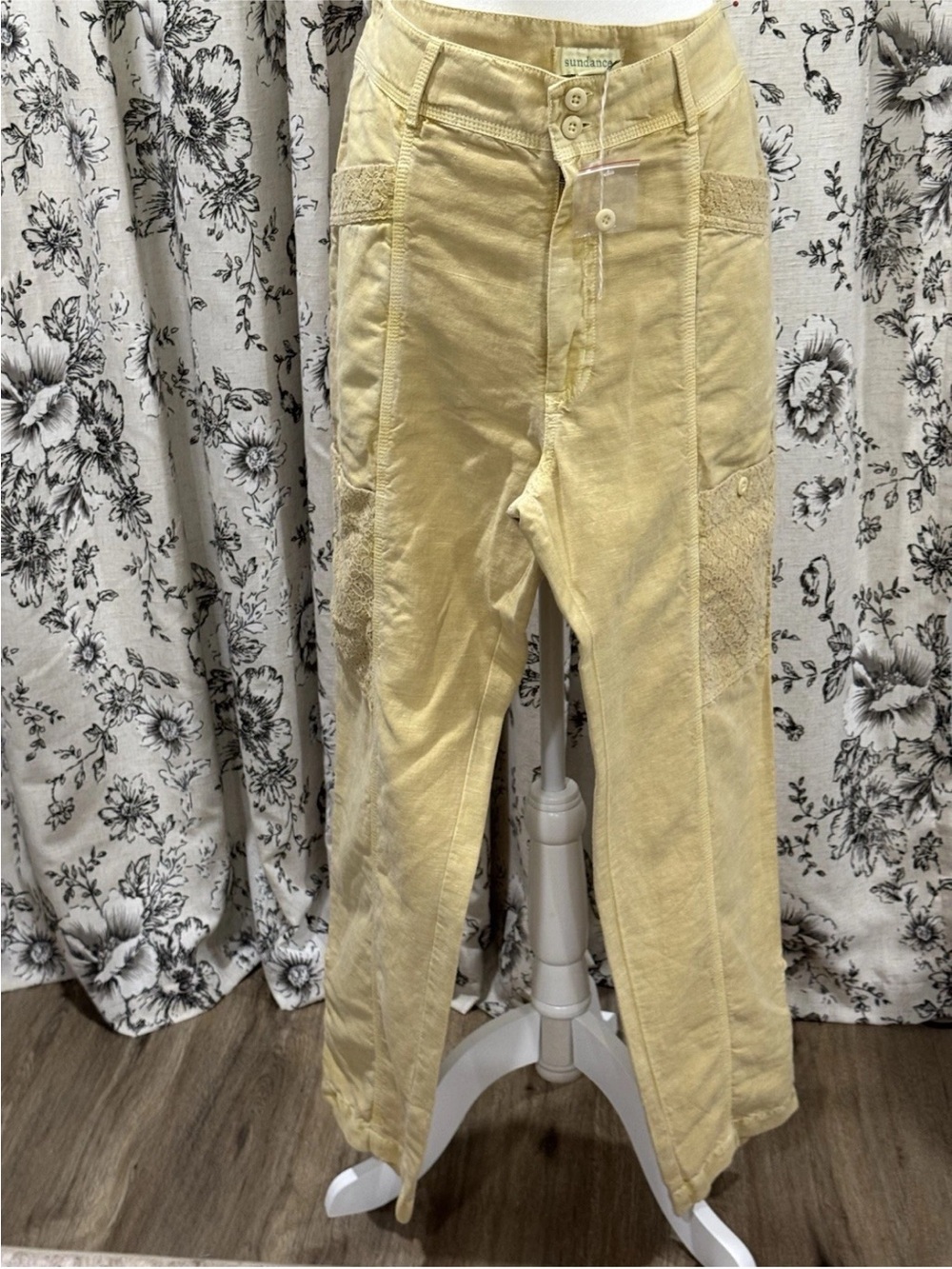 Sundance XLG Straight-Leg Pant in Pale Yellow with subtle stitching.